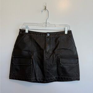 Brown Leather Mini Skirt